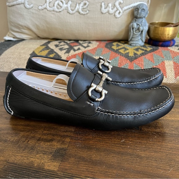 Salvatore Ferragamo ‘Parigi 5’ $795 Horsebit Drives Loafers Black Leather 7.5 - Picture 4 of 17